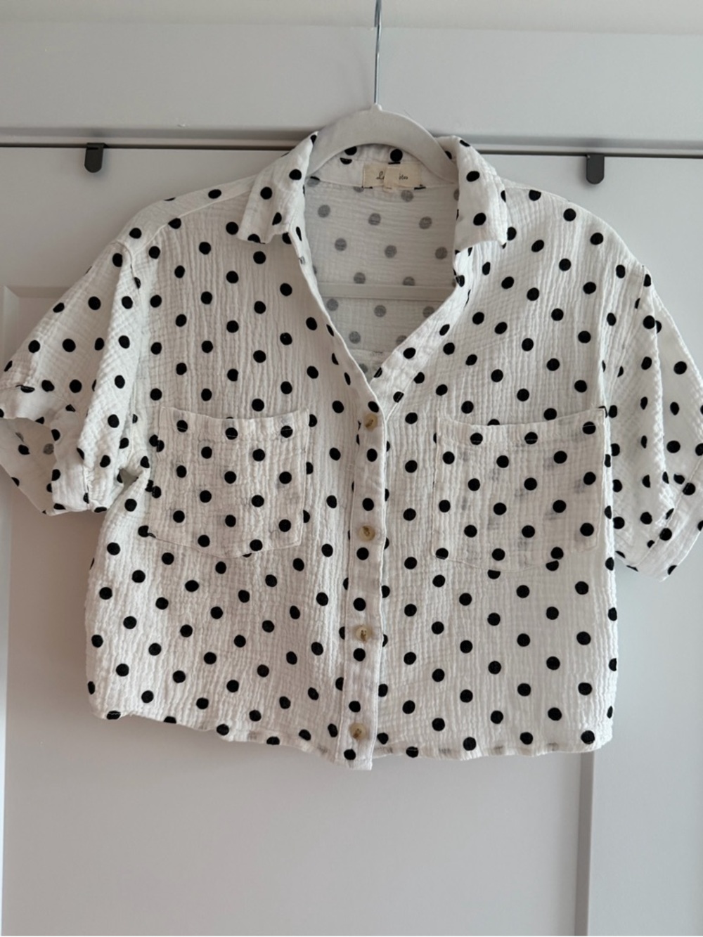 Love Notes White Blouse with Black Polka Dots